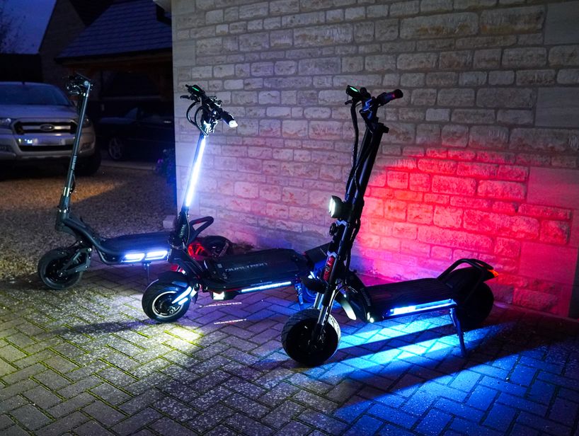 Wolf Warrior Bright Blue Lights Alongside Dualtron Storm and NAMI Burn-e Viper