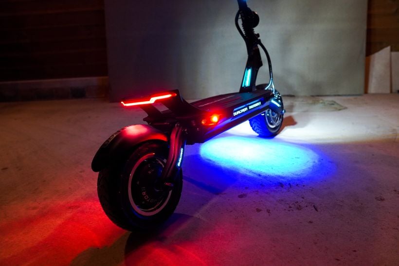 Dualtron Thunder 2 With Lights On From the Rear