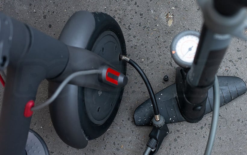 Inflating Electric Scooter Tire