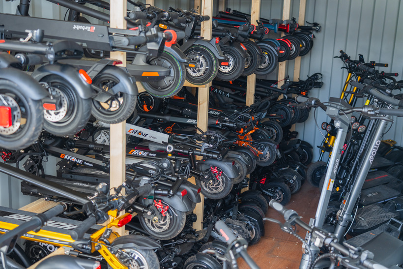 Electric Scooter Insider Storage Full of Electric Scooters