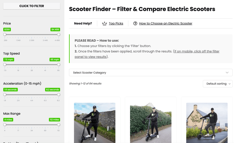 Electric Scooter Insider - Scooter Finder Tool